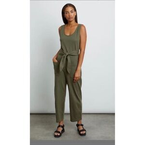 Rails Olive Green Sleeveless‎ Wide Leg Jumpsuit Tie Waist Utility Pockets Size S